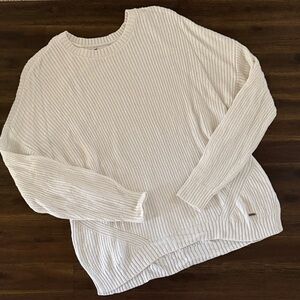 Hollister Cream White Knit Long Sleeve Sweater Large